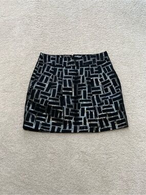 Banana Republic Black & Silver Geometric Mini Skirt